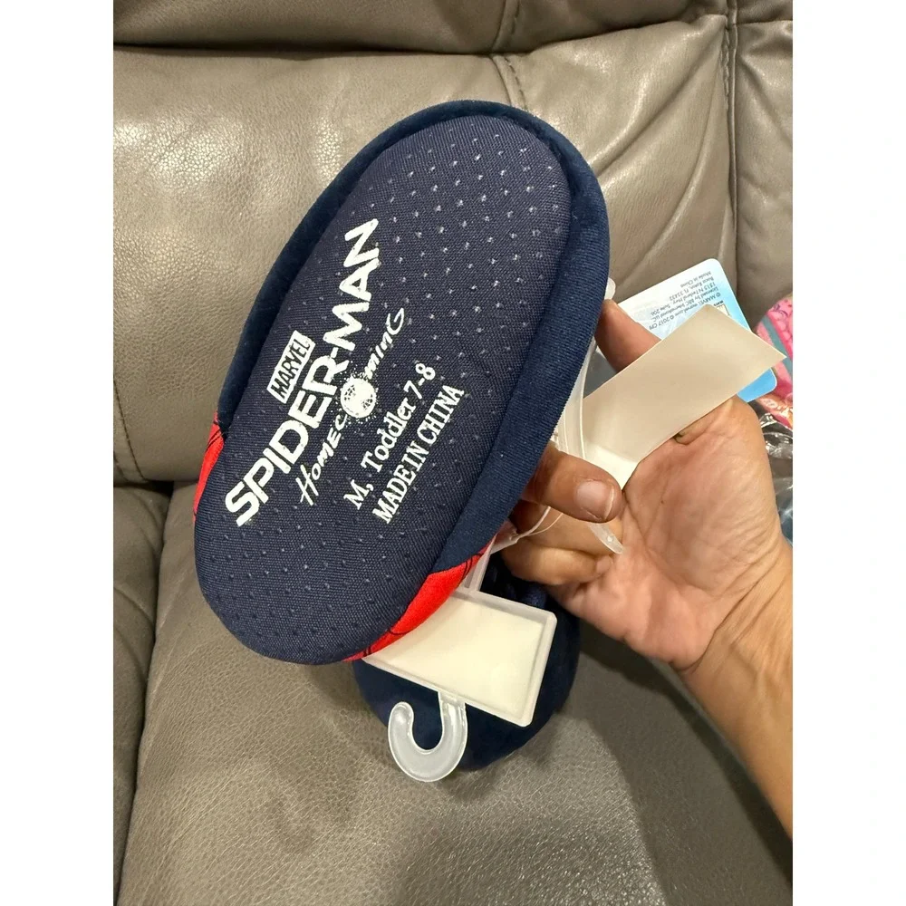 Marvel Spider-Man Homecoming Toddler Slippers Navy Red Size M 7/8 NWT